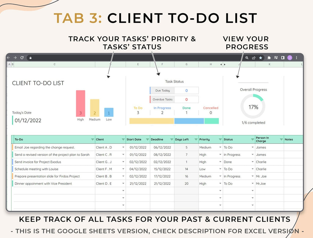 Client Tracker, Small Business Template, Google Sheets, CRM Dashboard, Business Planner Business Spreadsheet, Business Tracker, Lead Tracker