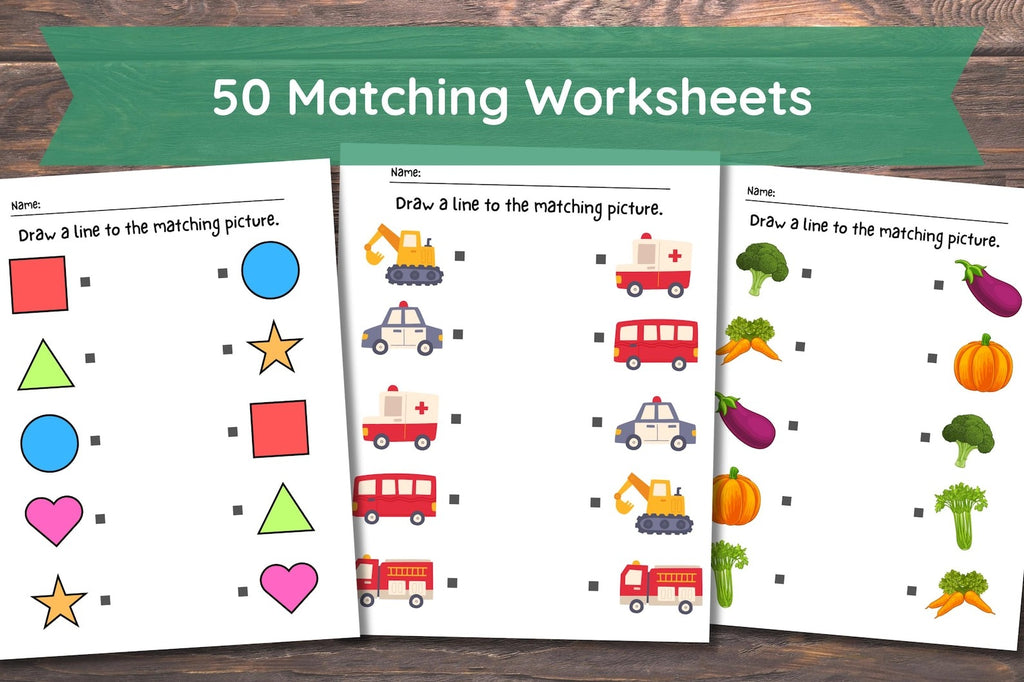 Printable Matching Worksheets, Match the Picture, Kindergarten Preschool Activity, Busybook, Educational Pages