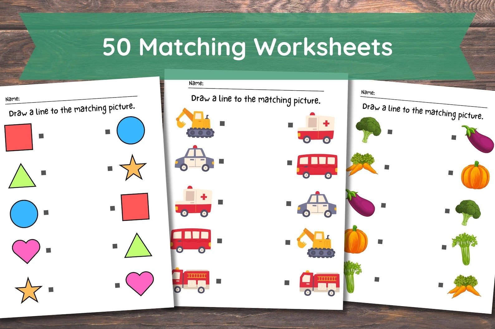 Printable Matching Worksheets, Match the Picture, Kindergarten Preschool Activity, Busybook, Educational Pages