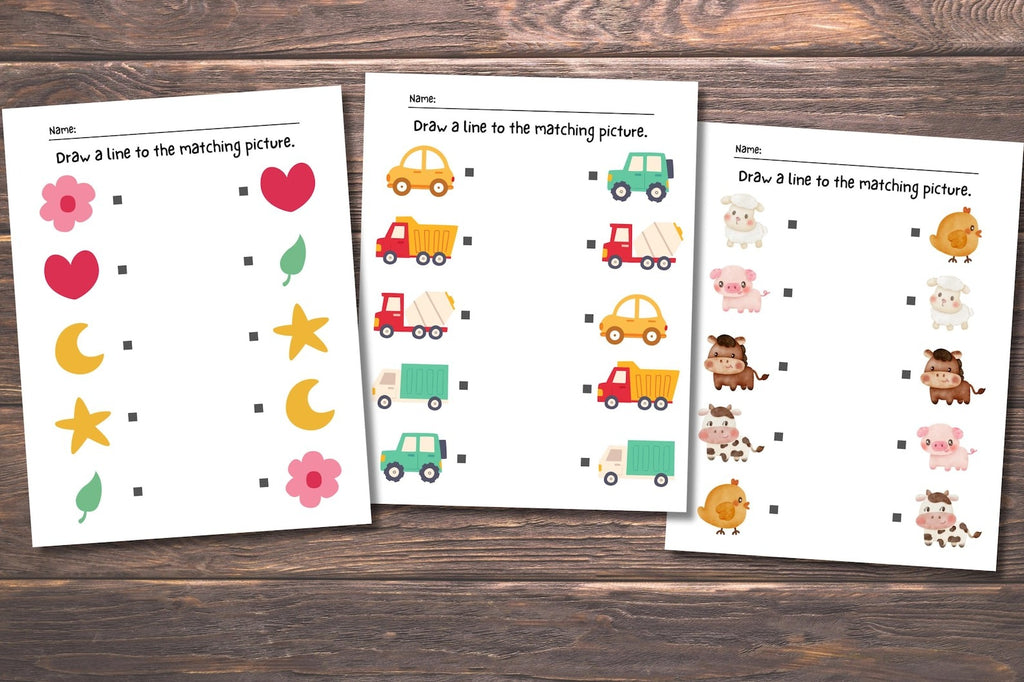 Printable Matching Worksheets, Match the Picture, Kindergarten Preschool Activity, Busybook, Educational Pages