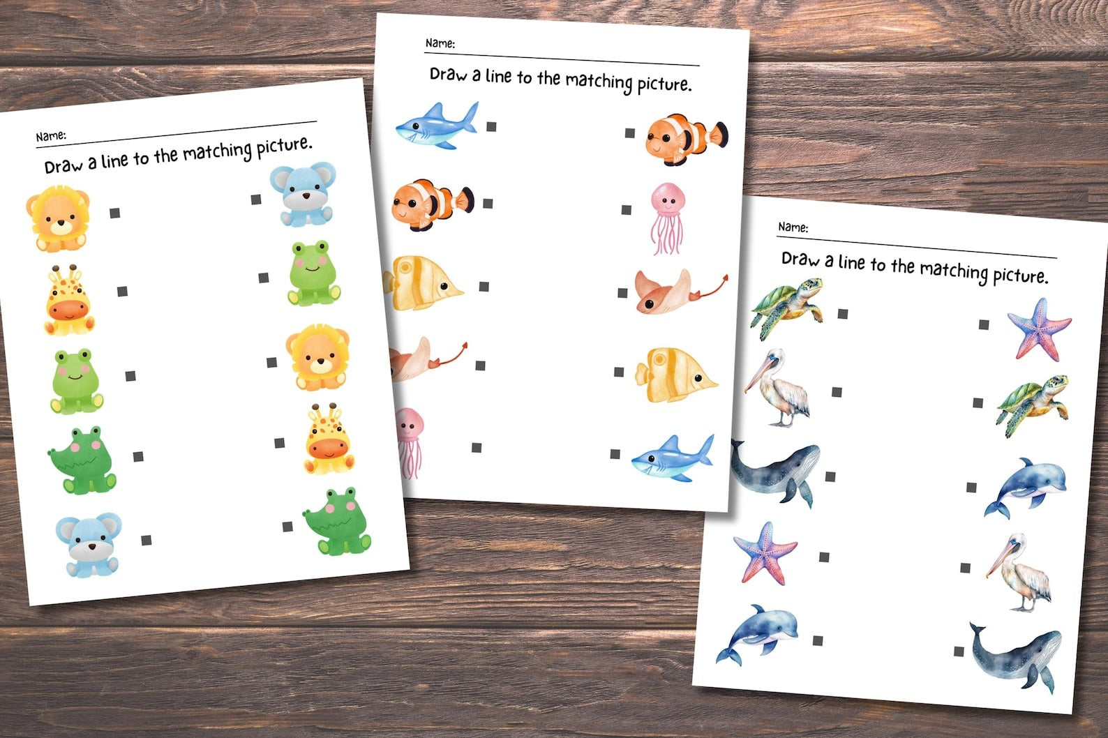 Printable Matching Worksheets, Match the Picture, Kindergarten Preschool Activity, Busybook, Educational Pages