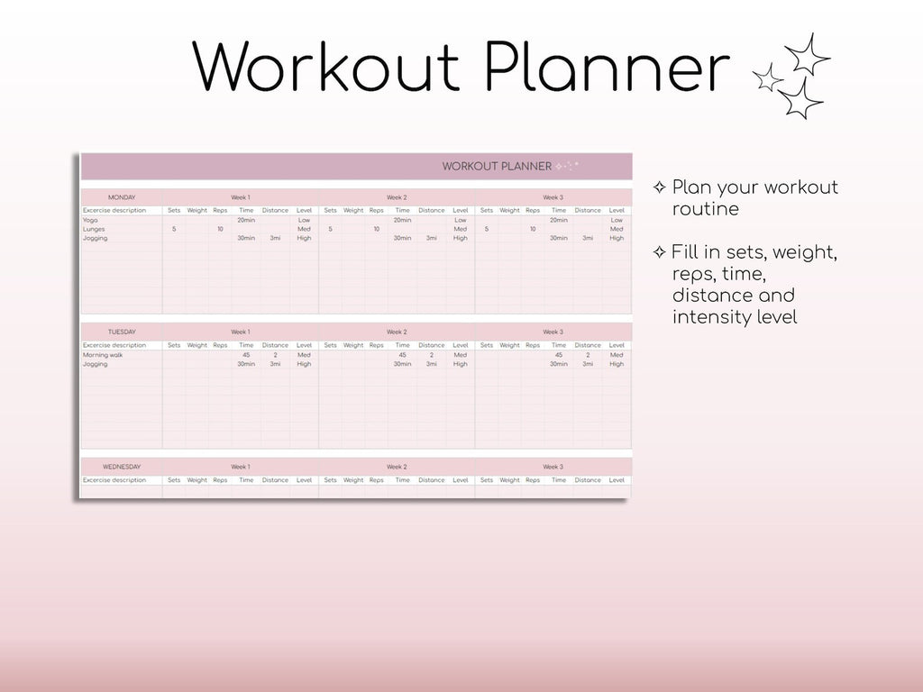Weight Loss & Fitness Tracker | Google Sheets | Calorie Tracker | Meal Planner | Habit Tracker | Digital Workout Planner